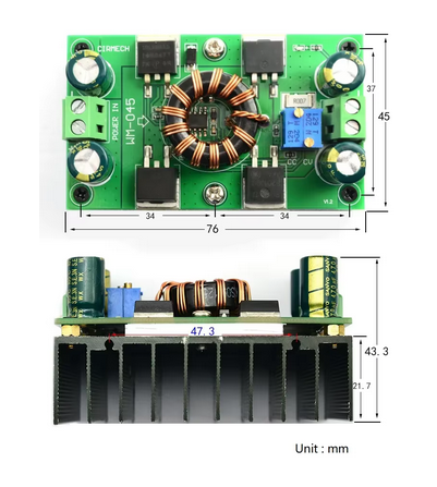 DC-DC 10A 300W Автоматический повышающий понижающий преобразователь 5V-30V в 1.25-30V размери